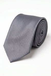 Grå smal enfärgad slips, 6 cm, herr