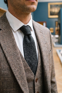 Herrslips i grå ullblandad tweed