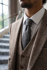 Herrslips i grå ullblandad tweed