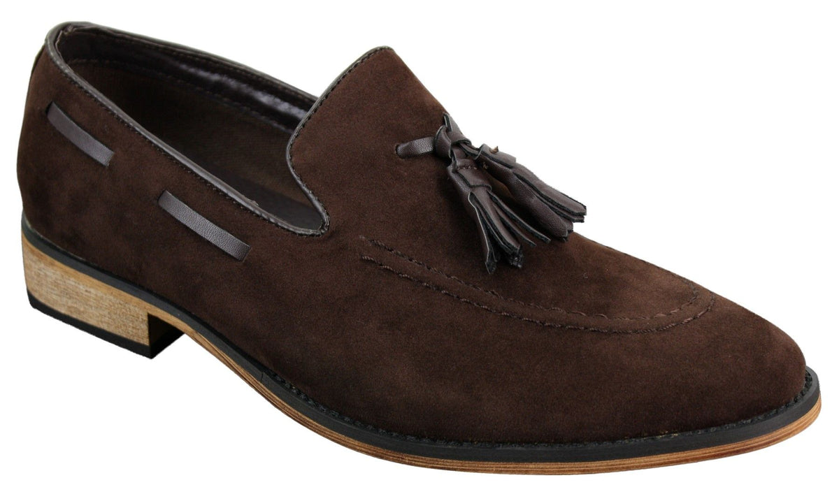 Herr Italienska Slip-On Körskor Loafers Tofs Mocka Läder Blå Svart Brun