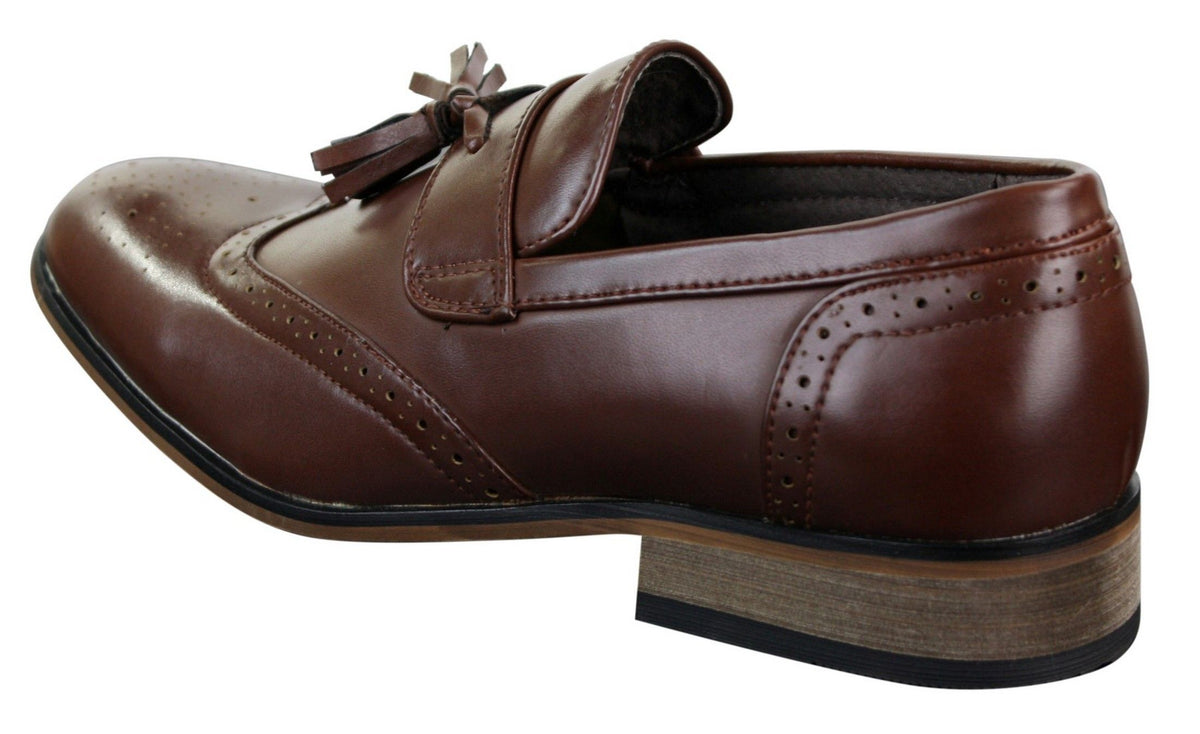 Herr Läderslip-On Tassle Brogues Bilskor Loafers Klassiska Vintage Retro