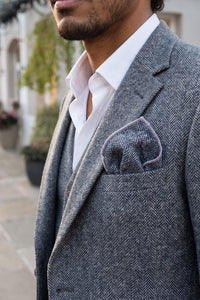 Herrnäsduk i ljusblå tweed-ullblandning