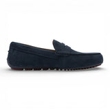 Marinblå mocka-loafers för män