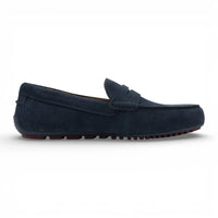 Marinblå mocka-loafers för män