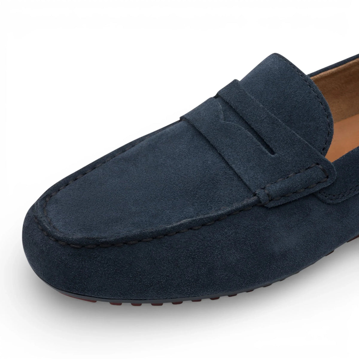 Marinblå mocka-loafers för män