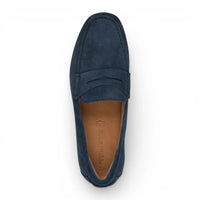 Marinblå mocka-loafers för män