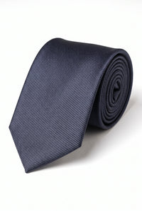 Marinblå smal enfärgad slips, 6 cm, herr