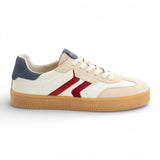 Herrsneakers i läder med röda randar, off-white