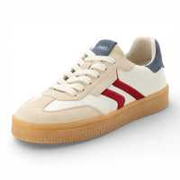 Herrsneakers i läder med röda randar, off-white