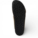 Herrsandaler i olivgröna läder med slip-on-fotbädd
