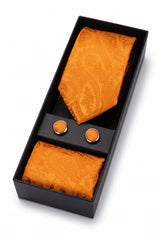 Presentset med orange paisleymönster för män