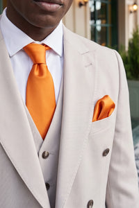 Orange slipsset för män