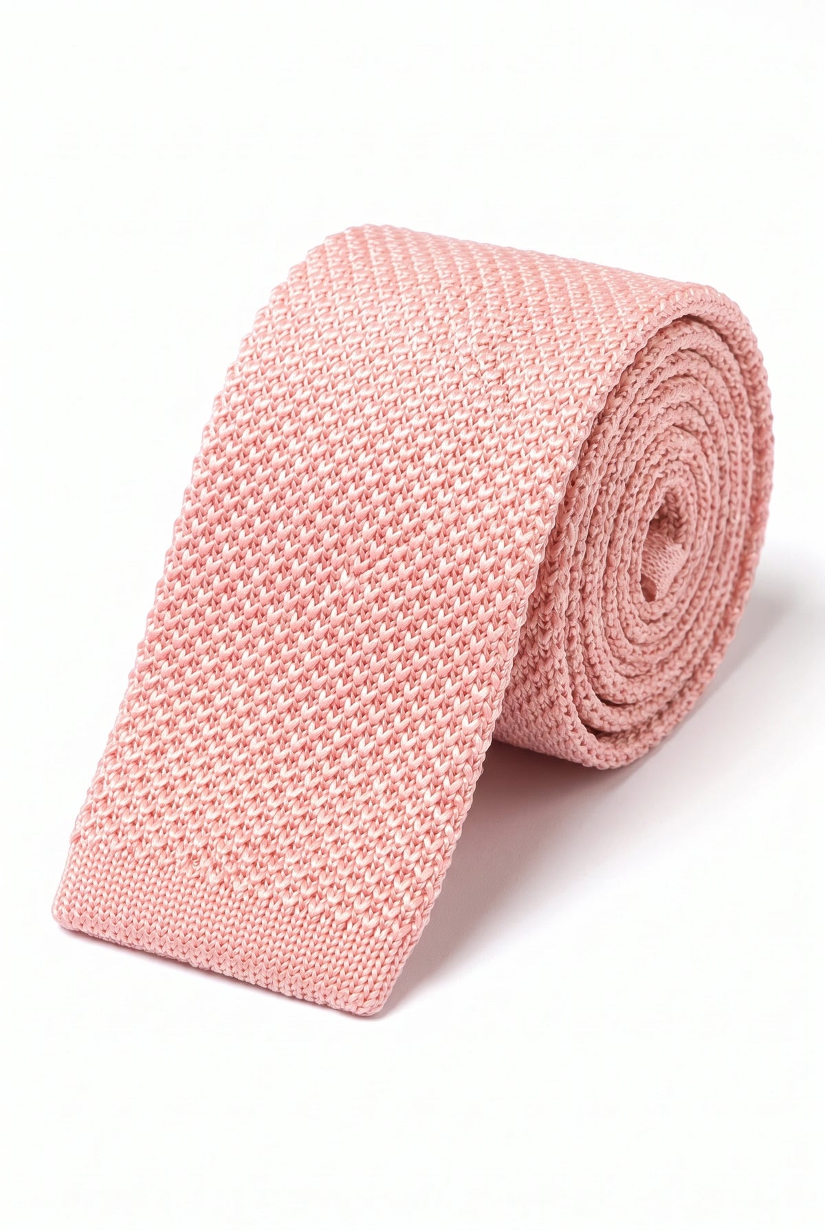 Rosa stickad slips med platt fyrkantig ände för män