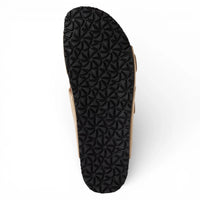 Herrsandaler i sandbeige läder med slip-on-fotbädd