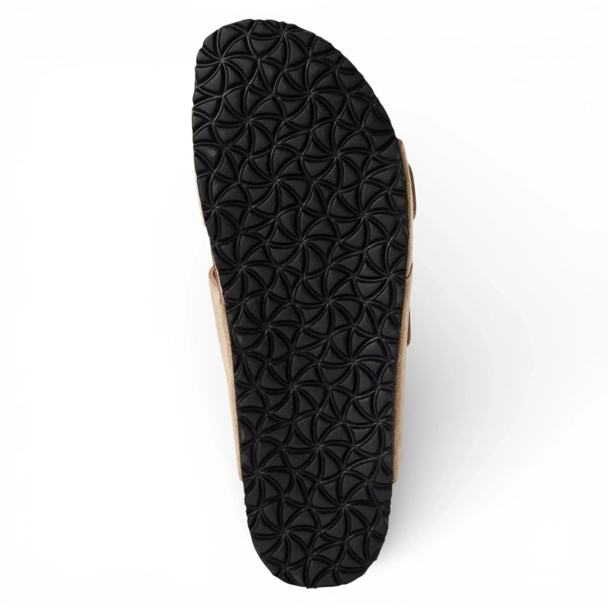 Herrsandaler i sandbeige läder med slip-on-fotbädd