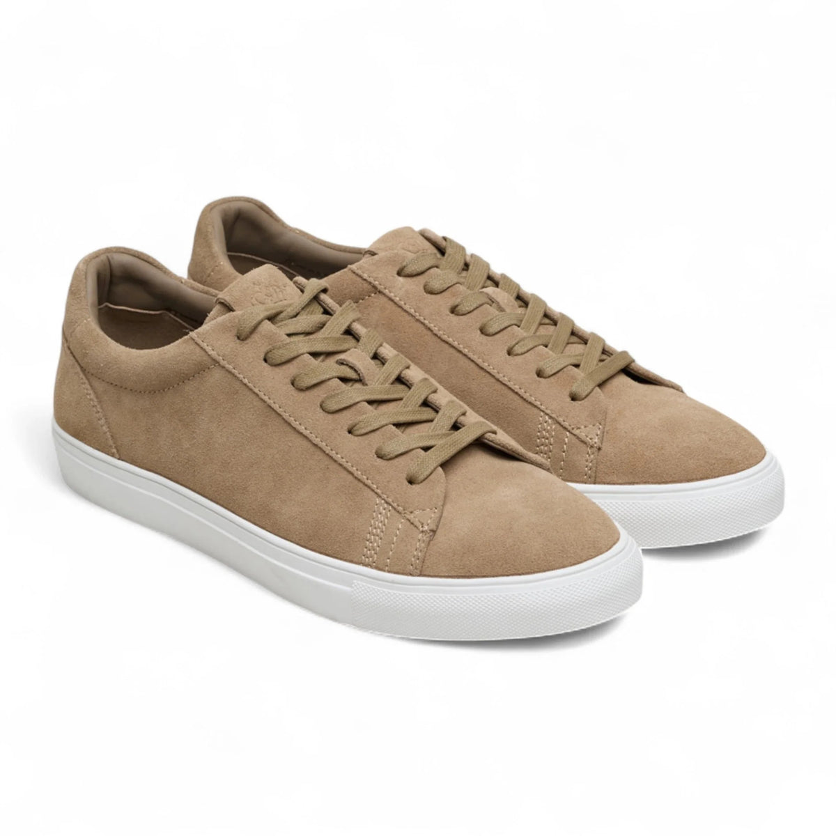 Herrsneakers i stengrå mocka med snörning och casual look