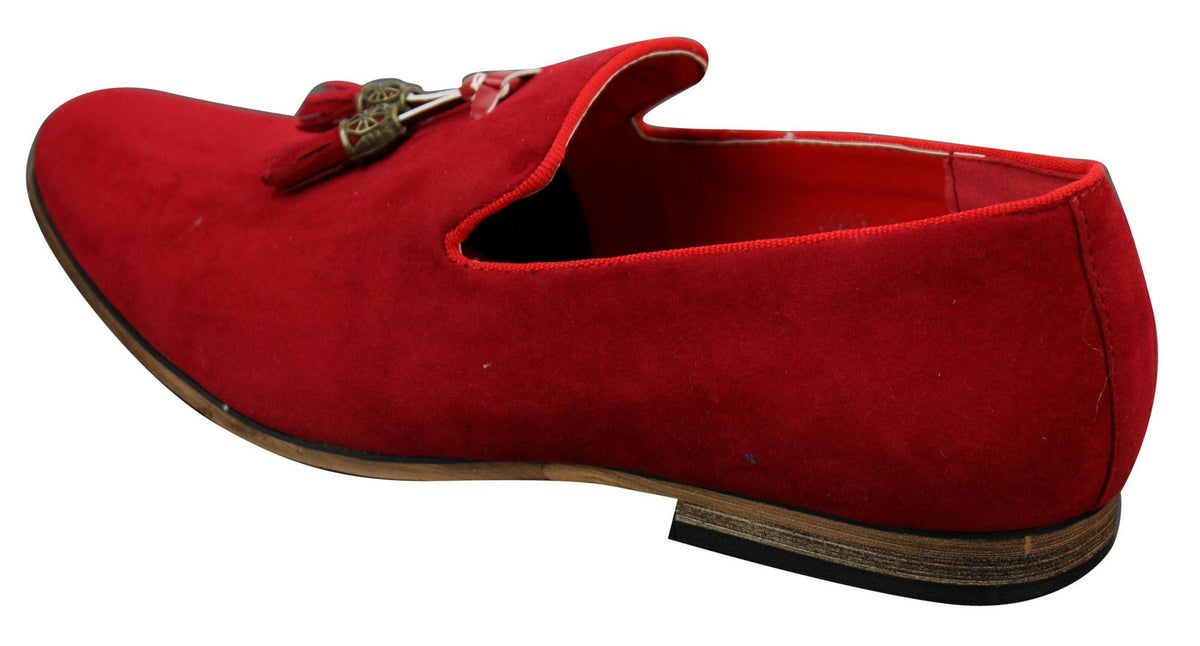 Herr Mocka Läder PU Slip On Bilskor Loafers Tofs Röd Grå Blå Brun Svart