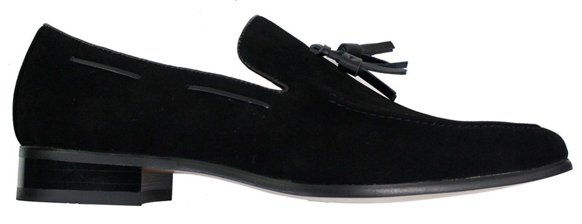 Herrloafers i mocka med tofsdesign i läder, smart casual