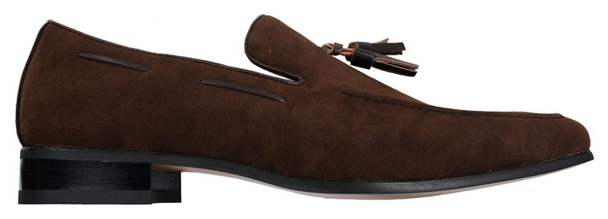 Herrloafers i mocka med tofsdesign i läder, smart casual