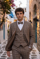Herrfluga i tweed i taupe