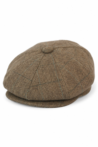 Herrkeps i tweed med rutor och Peaky Blinders-motiv