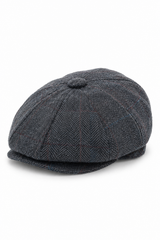Herrkeps i tweed med rutor och Peaky Blinders-motiv