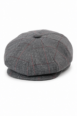 Herrkeps i tweed med rutor och Peaky Blinders-motiv