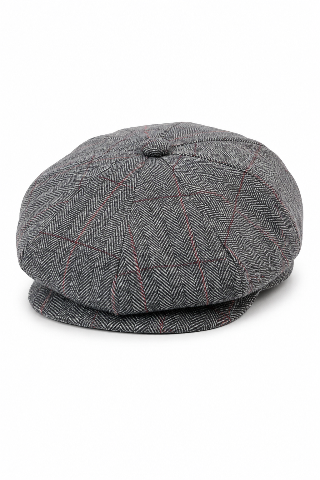 Herrkeps i tweed med rutor och Peaky Blinders-motiv