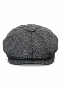 Herrkeps i tweed med rutor och Peaky Blinders-motiv