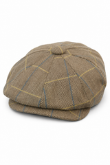 Herrkeps i tweed med rutor och Peaky Blinders-motiv
