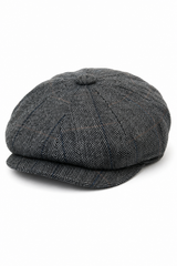 Herrkeps i tweed med rutor och Peaky Blinders-motiv