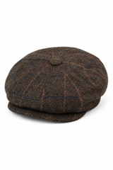 Herrhatt i vintage-tweed med Peaky Blinders-motiv