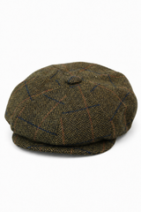 Herrhatt i vintage-tweed med Peaky Blinders-motiv