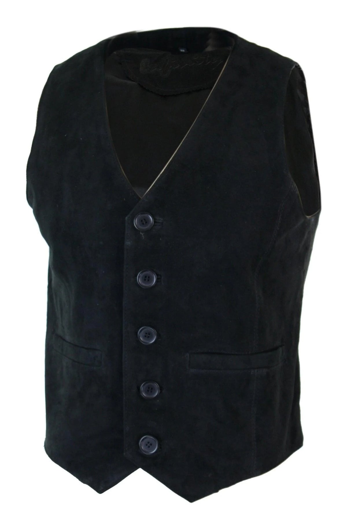 Herrväst Äkta Mocka Läder Retro Vintage Western Väst Svart