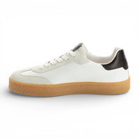 Vita lädersneakers med svart rand för män