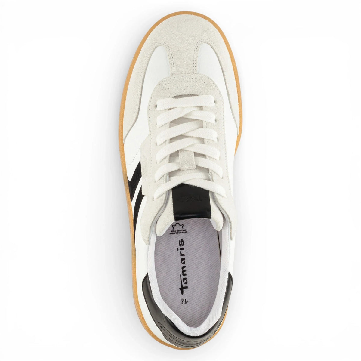 Vita lädersneakers med svart rand för män