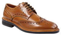 Herr Oxford Brogue Skor Snörade Läder Goodyear Randsydda Bruna Vinröd