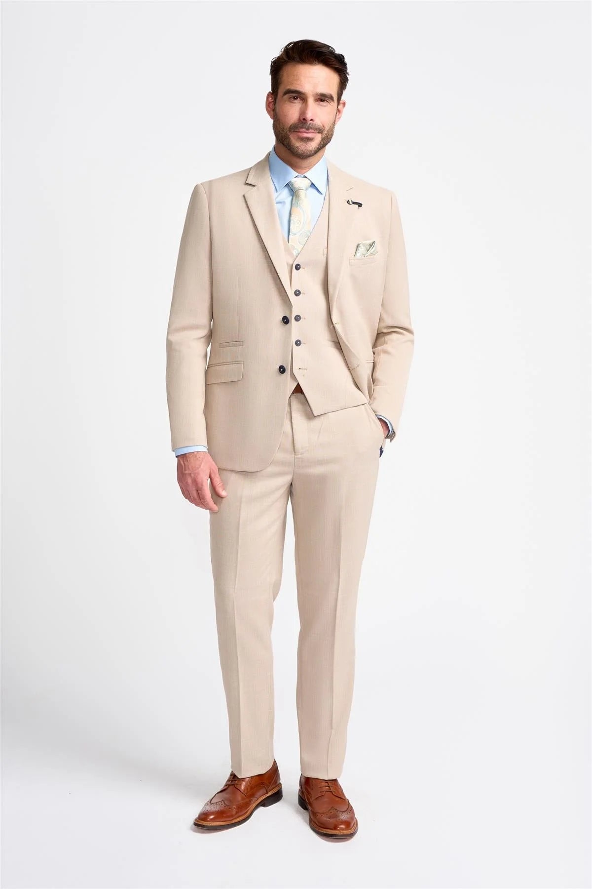 Miami - Beige bröllopskavaj för herrar