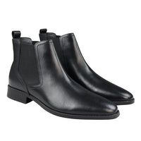 Svarta slip-on Chelsea-stövlar i äkta läder för män, smarta och casual