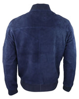 Herr Äkta Mocka Bomberjacka Läder Casual Varsity Vintage Smart Casual Marinblå