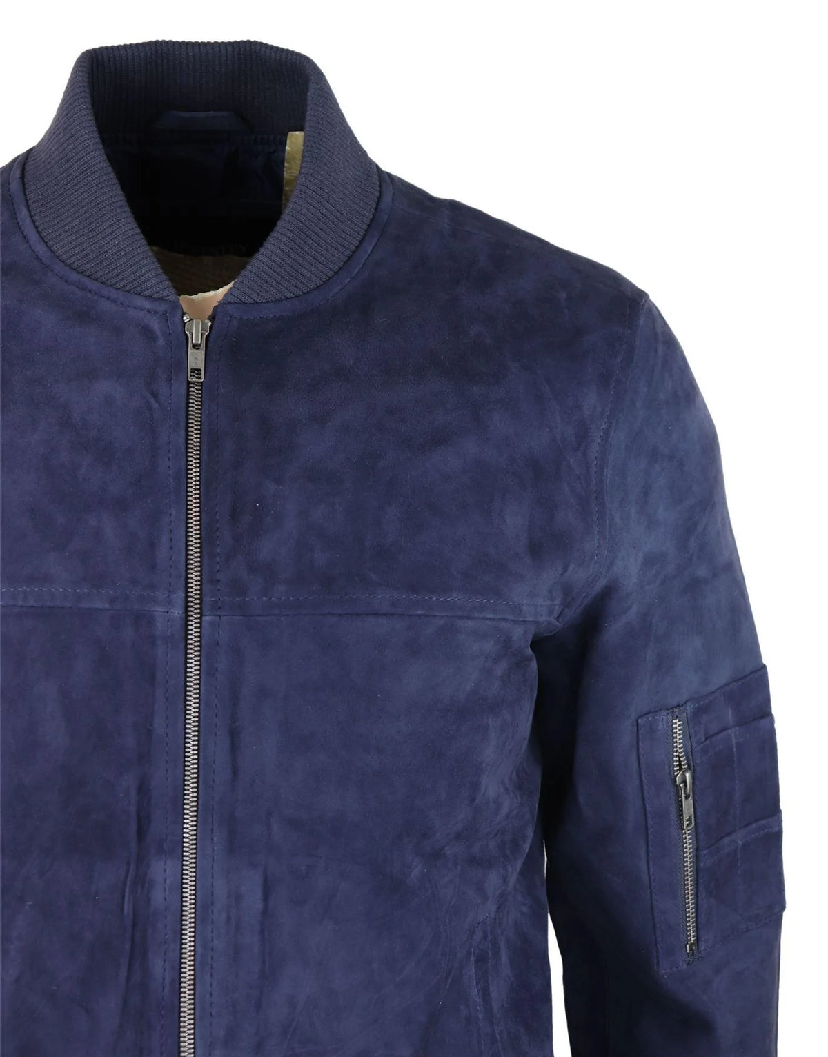 Herr Äkta Mocka Bomberjacka Läder Casual Varsity Vintage Smart Casual Marinblå