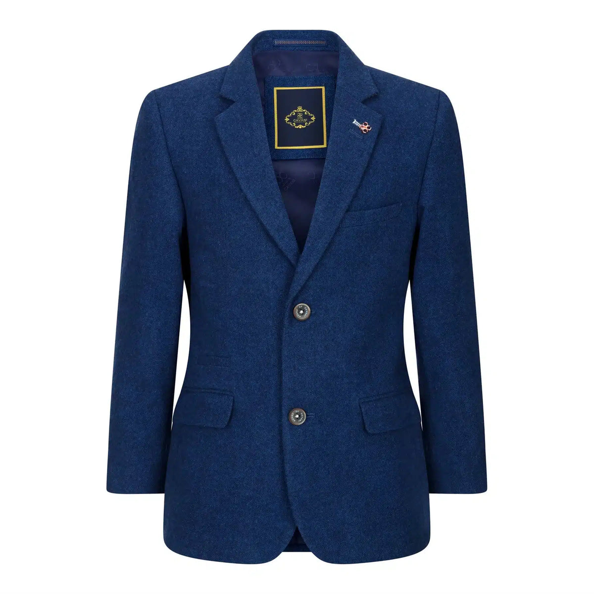 Pojkar 3-delad kostym i ull blå tweed vintage 1920-tals klassisk väst med fyra fickor