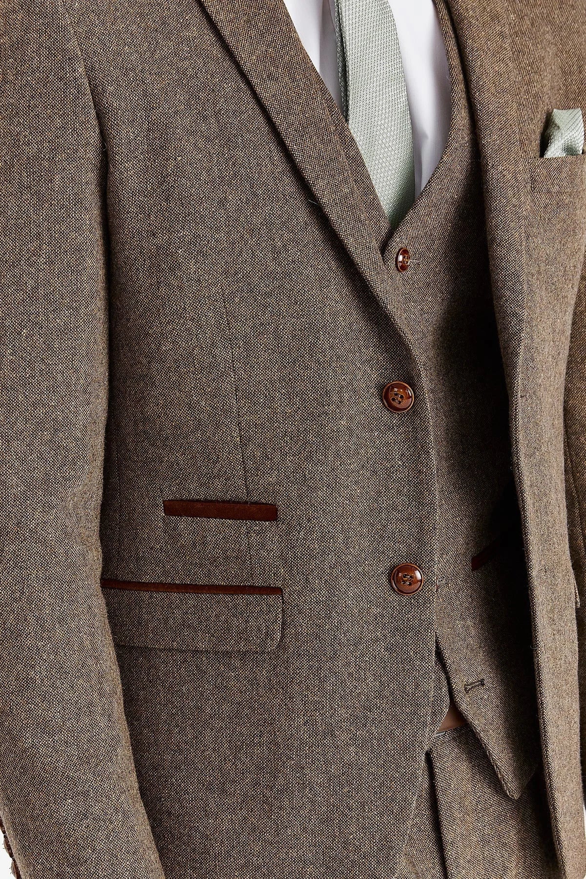 Oscar - Herrkostym i brun 3-delad tweed i ullblandning