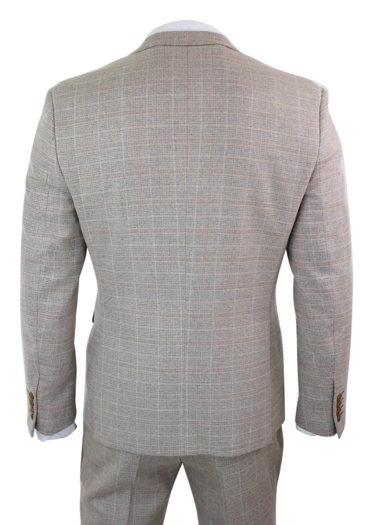 Paul Andrew Holland - Herrrutig Tweed Beige Brun 3-delad Kostym Bröllopsbal Vintage Retro Klassisk