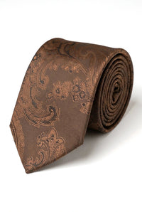 Paisleyhalsad brun slips presentset näsduk manschettknappar slips blommig satin