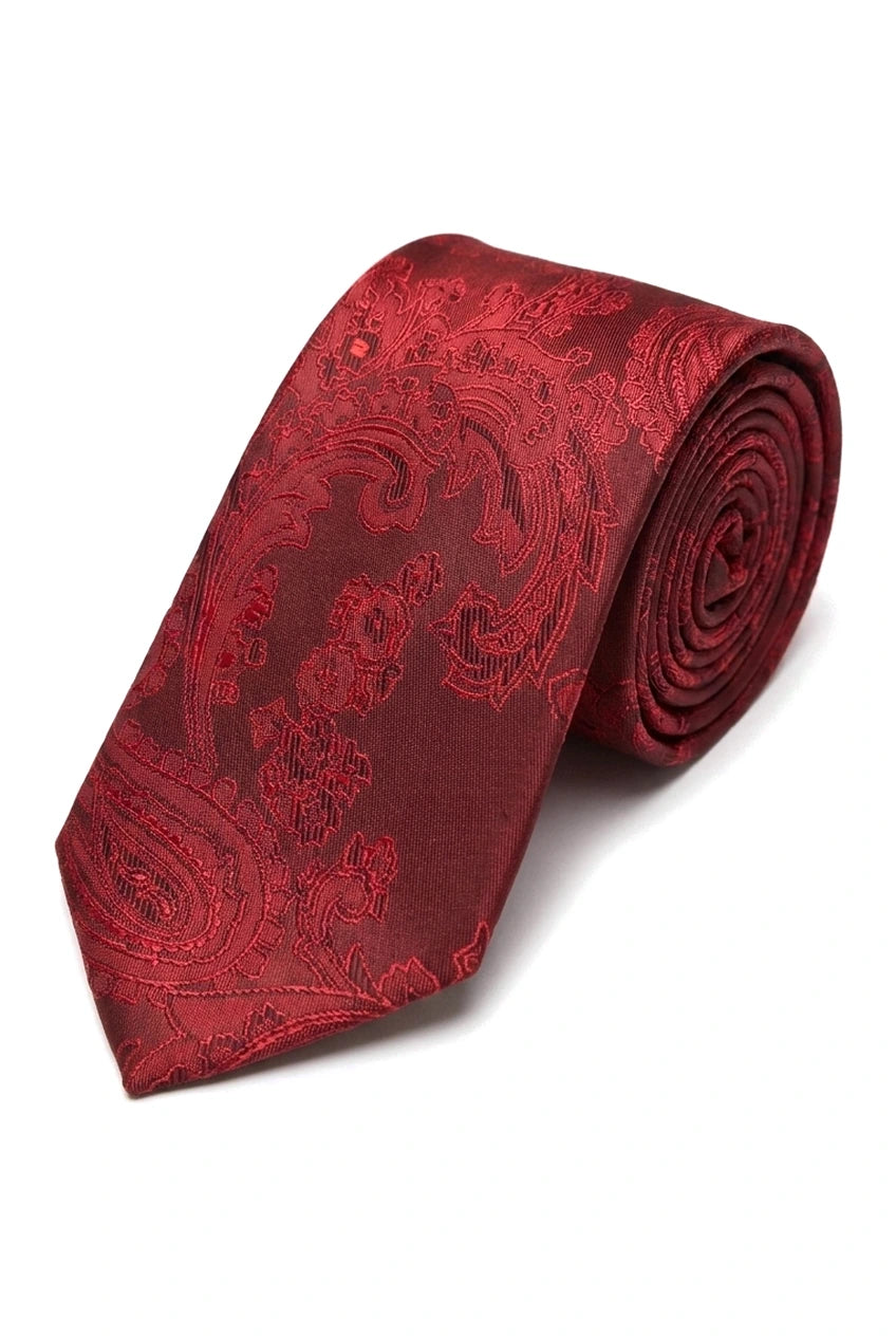 Paisleyhalsad Röd Slips Presentset Näsduk Manschettknappar Slips Blommig Satin