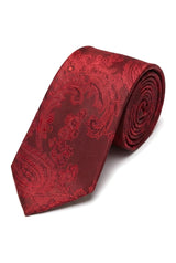 Paisleyhalsad Röd Slips Presentset Näsduk Manschettknappar Slips Blommig Satin