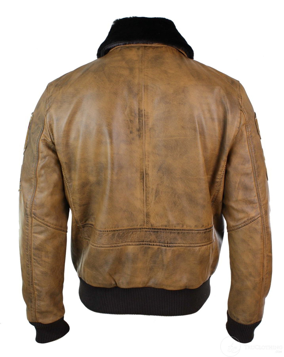 Herr Aviator Flygande Pilot Bomberjacka Vintage Brun Avtagbar Svart Pälskrage-Brun