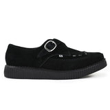 Spetsiga Creeper Svarta Mocka Platåskor Med Monk Buckle