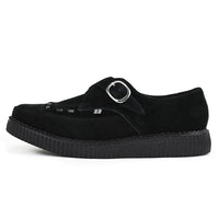 Spetsiga Creeper Svarta Mocka Platåskor Med Monk Buckle